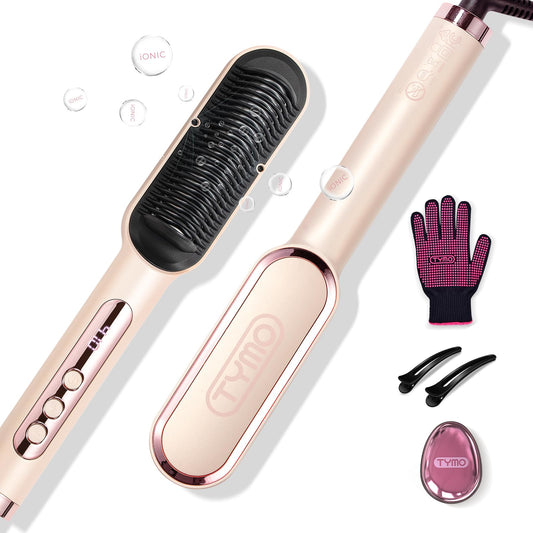 TYMO Gold Blush Hair Straightener Brush with Ionic Styling for One Size NEW
