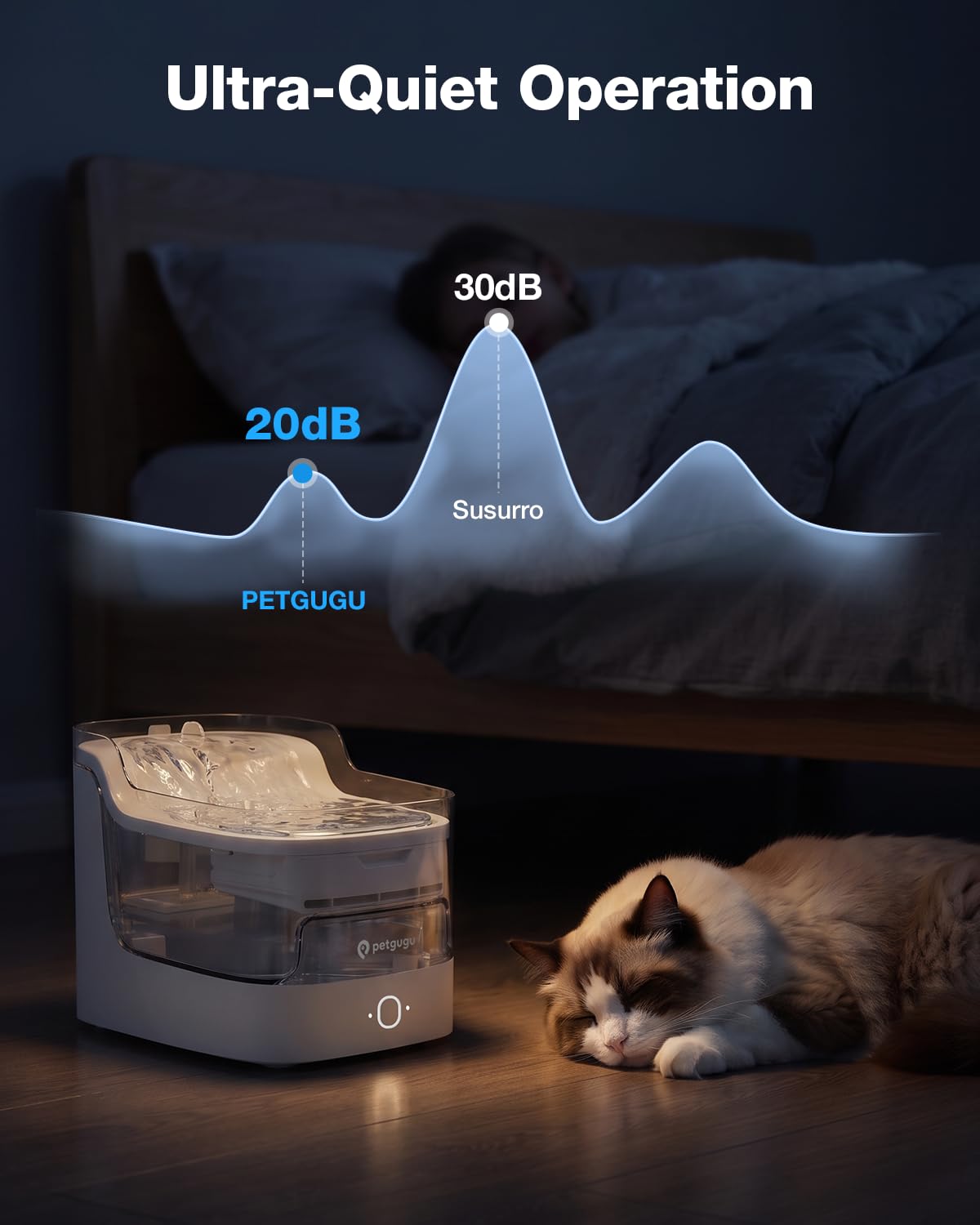 PETGUGU Smart Fountains App Controlled Cat Water Fountain with 8 Layer NEW