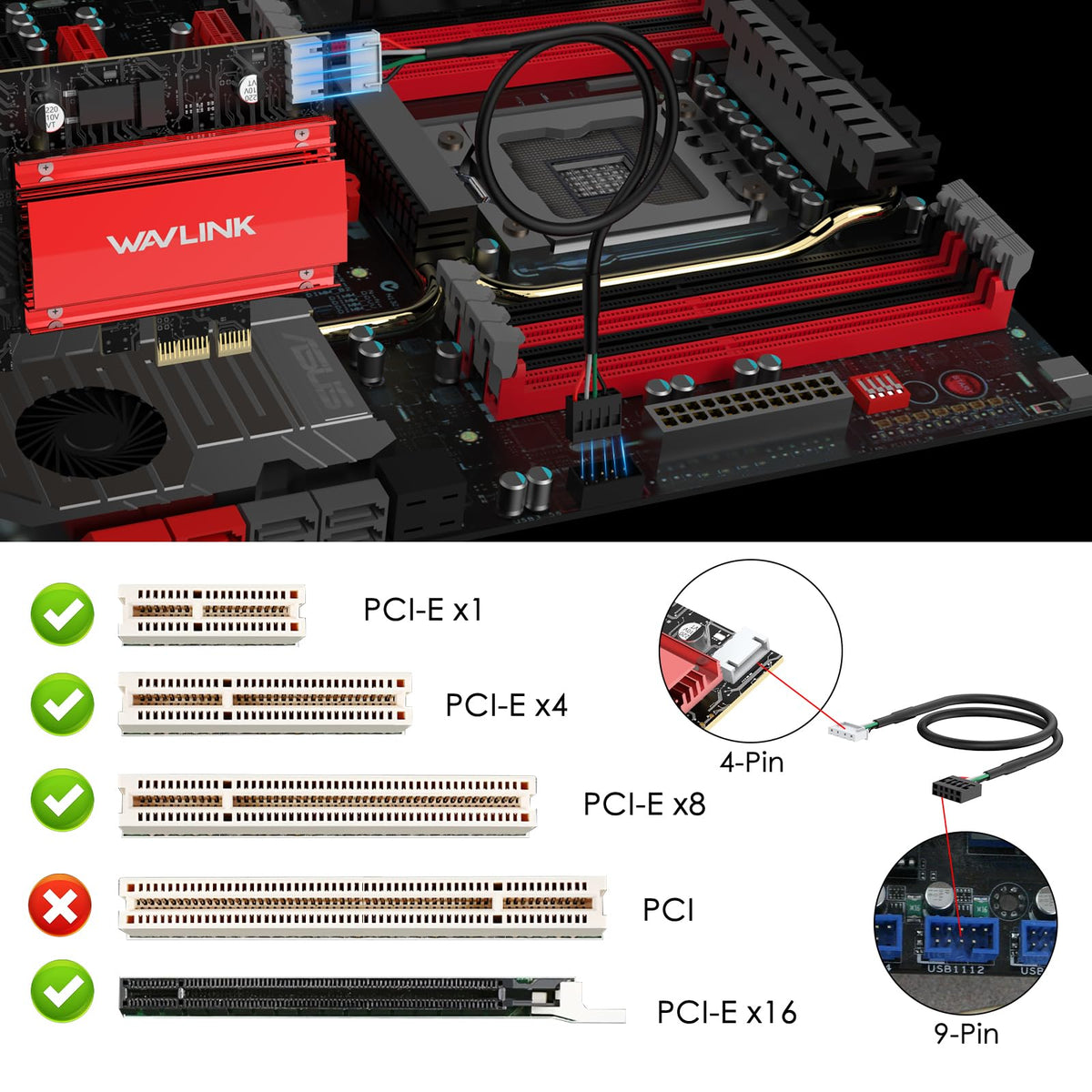 WAVLINK Tri-Band PCIe Wireless Network Card with Bluetooth 5.4 for Desktops DEMO