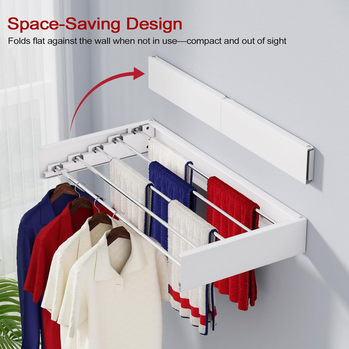 SOLVESTIS 80CM White Wall-Mounted Foldable Drying Rack Stainless Steel Size NEW