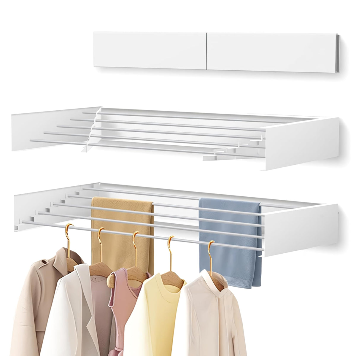 Sepezz 80CM White Wall-Mounted Collapsible Clothes Drying Rack Size 80CM DEMO