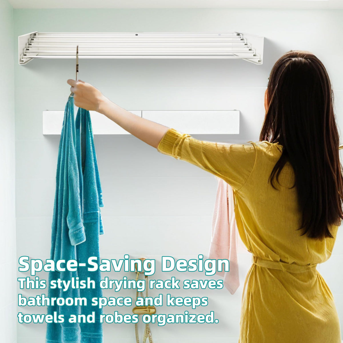 Sepezz 80CM White Wall-Mounted Collapsible Clothes Drying Rack Size 80CM DEMO