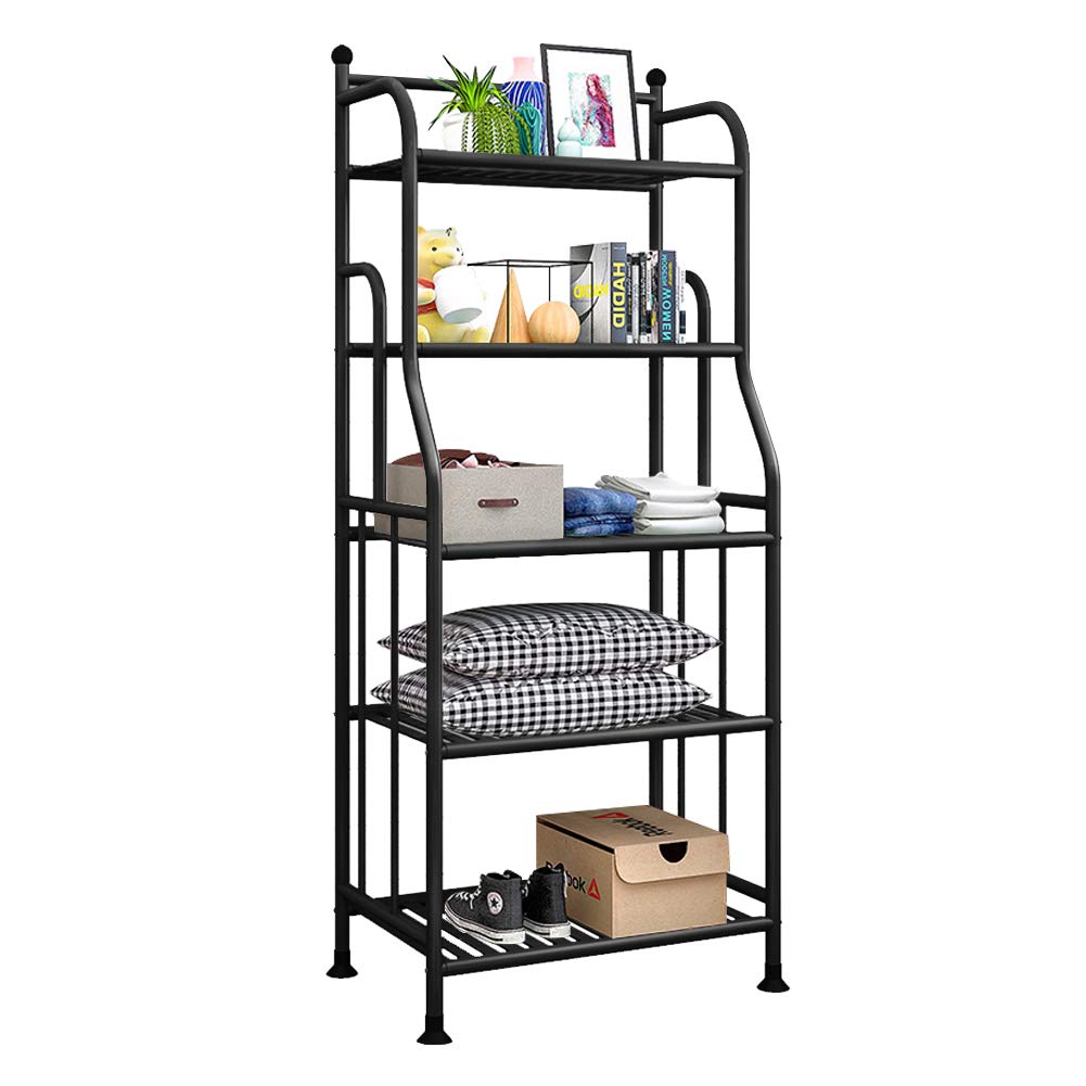 Forthcan 5 Tier Black Metal Baker's Rack Storage Shelves Stand Size 5 Tier DEMO