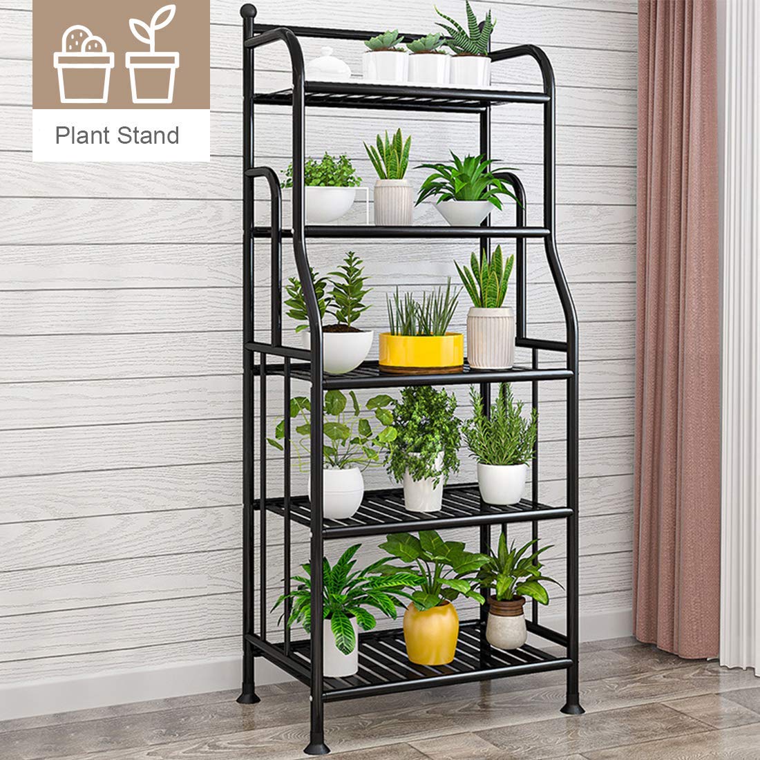 Forthcan 5 Tier Black Metal Baker's Rack Storage Shelves Stand Size 5 Tier DEMO