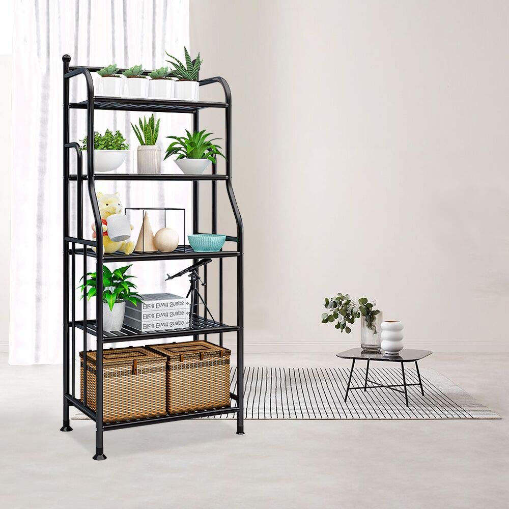 Forthcan 5 Tier Black Metal Baker's Rack Storage Shelves Stand Size 5 Tier DEMO