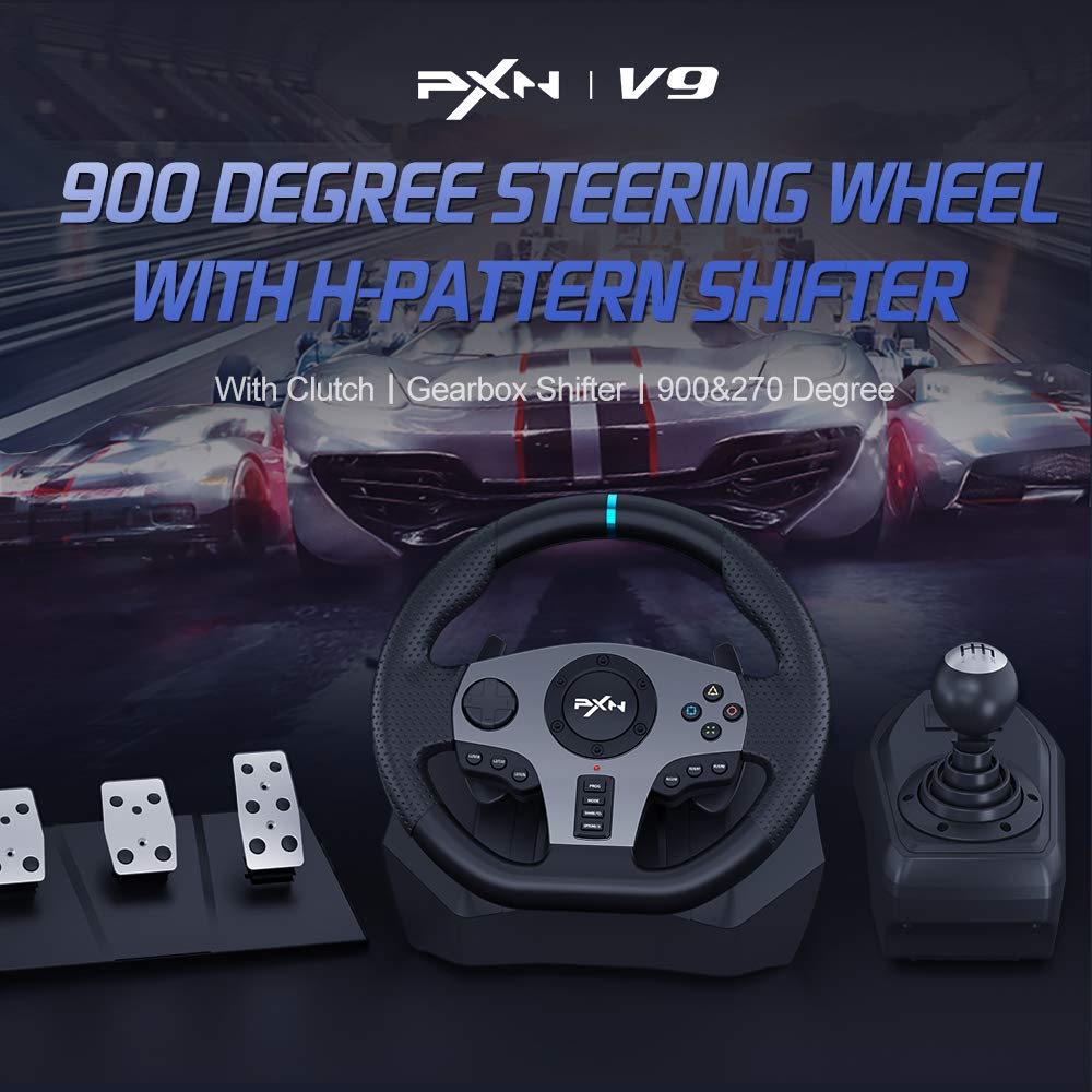 PXN V9 Controllers Universal USB Car Sim Racing Steering Wheel Controller DEMO