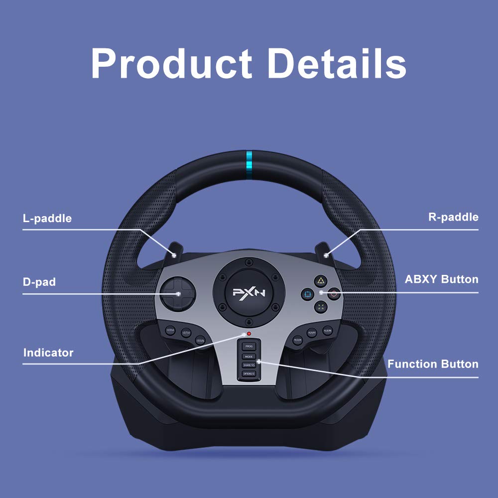 PXN V9 Controllers Universal USB Car Sim Racing Steering Wheel Controller DEMO