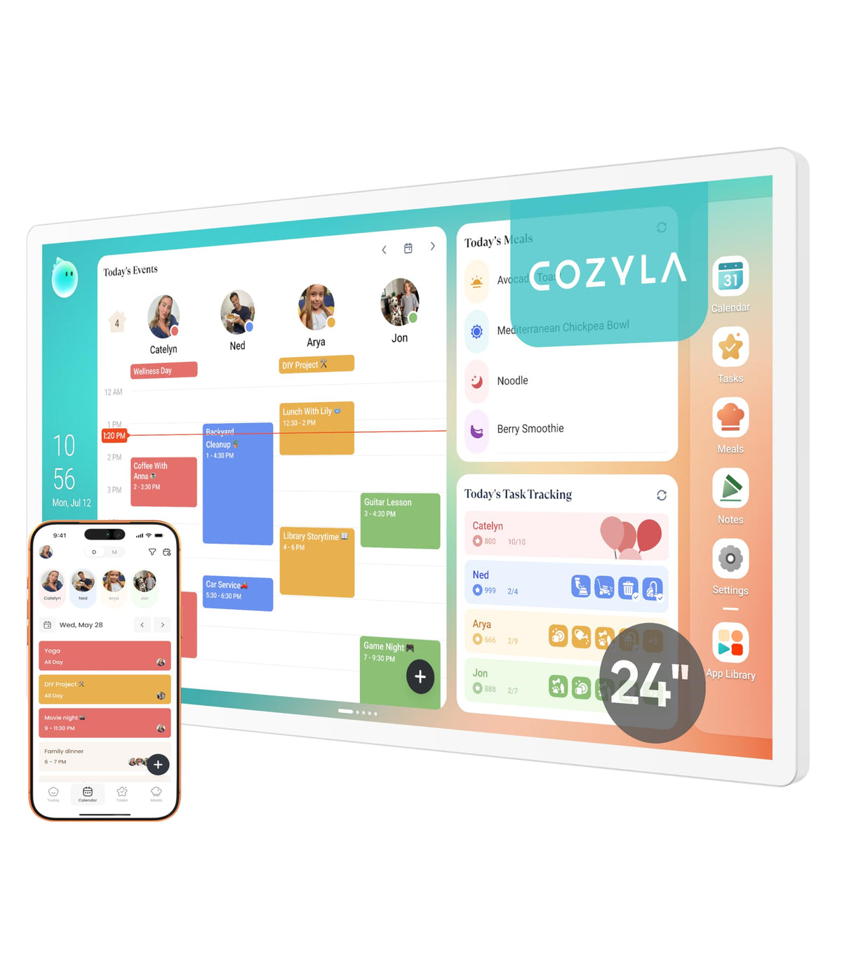 Cozyla Calendar Plus 2 24" Smart Digital Touchscreen Customisable Dashboard NEW