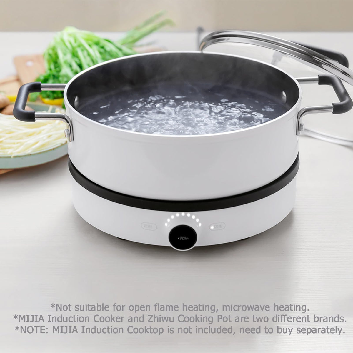 Dysokan Non Stick Stock Pot with Glass Lid White 4L Cookware Size 4 Liters NEW