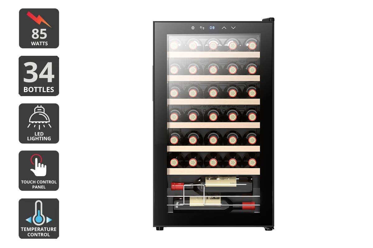 Kogan 34 Insulators Bottle Wine Fridge Black Insulated Temperature Control DEMO