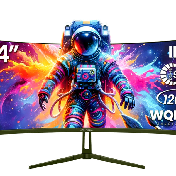 CRUA 34" Monitors Curved Gaming Monitor WQHD 3440x1440 120Hz Black DEMO