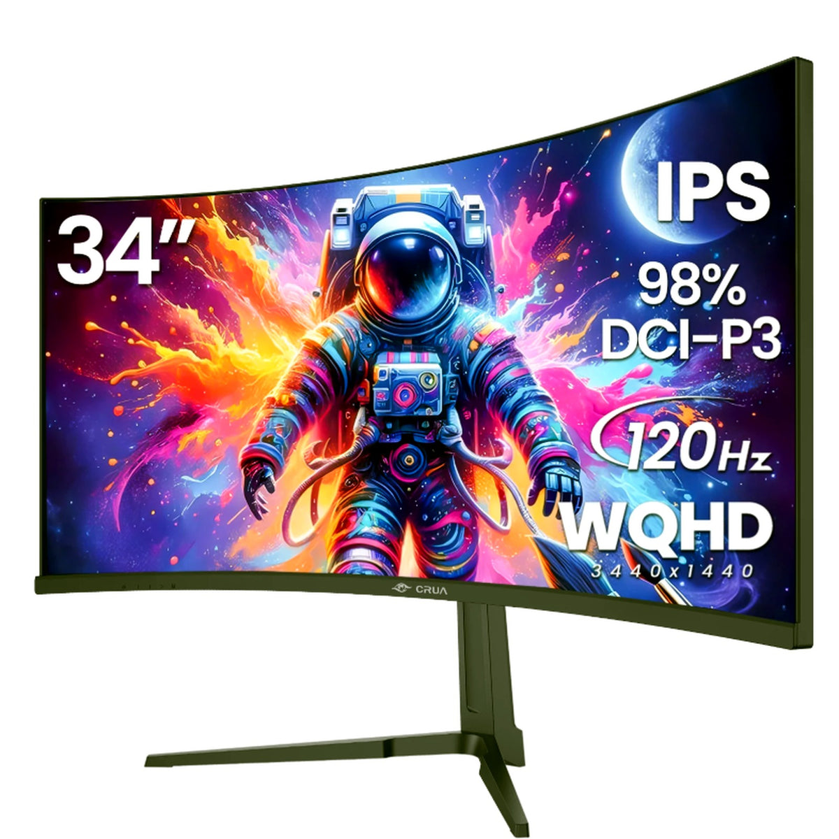 CRUA 34" Monitors Curved Gaming Monitor WQHD 3440x1440 120Hz Black DEMO