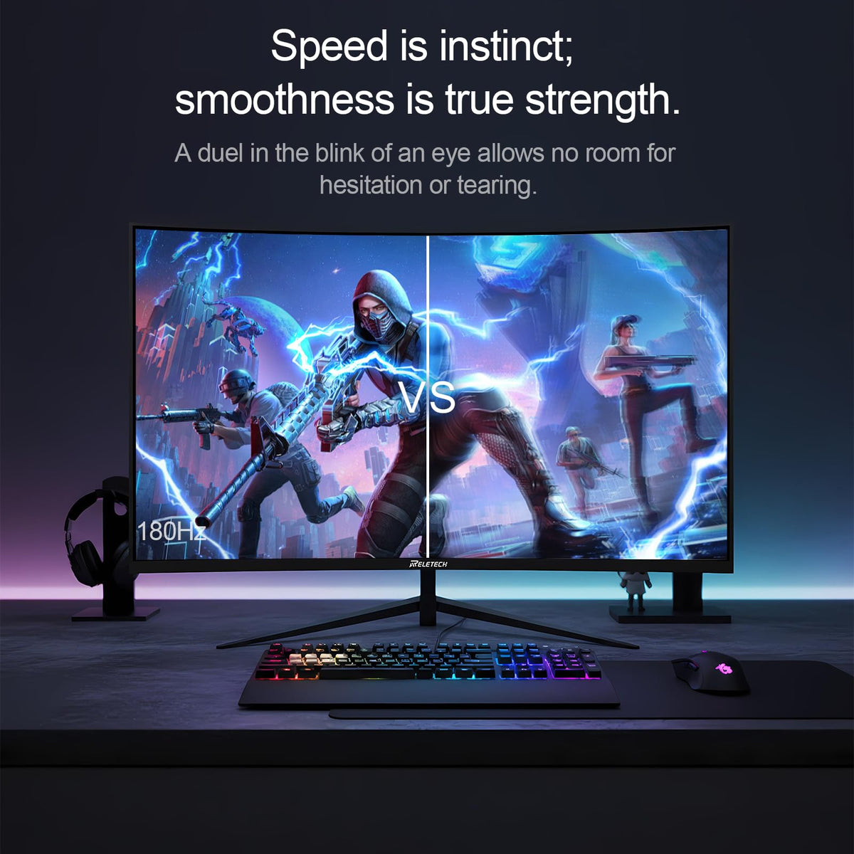 Reletech 27" Monitors Curved Gaming Monitor 2K QHD 180Hz 1ms Response DEMO