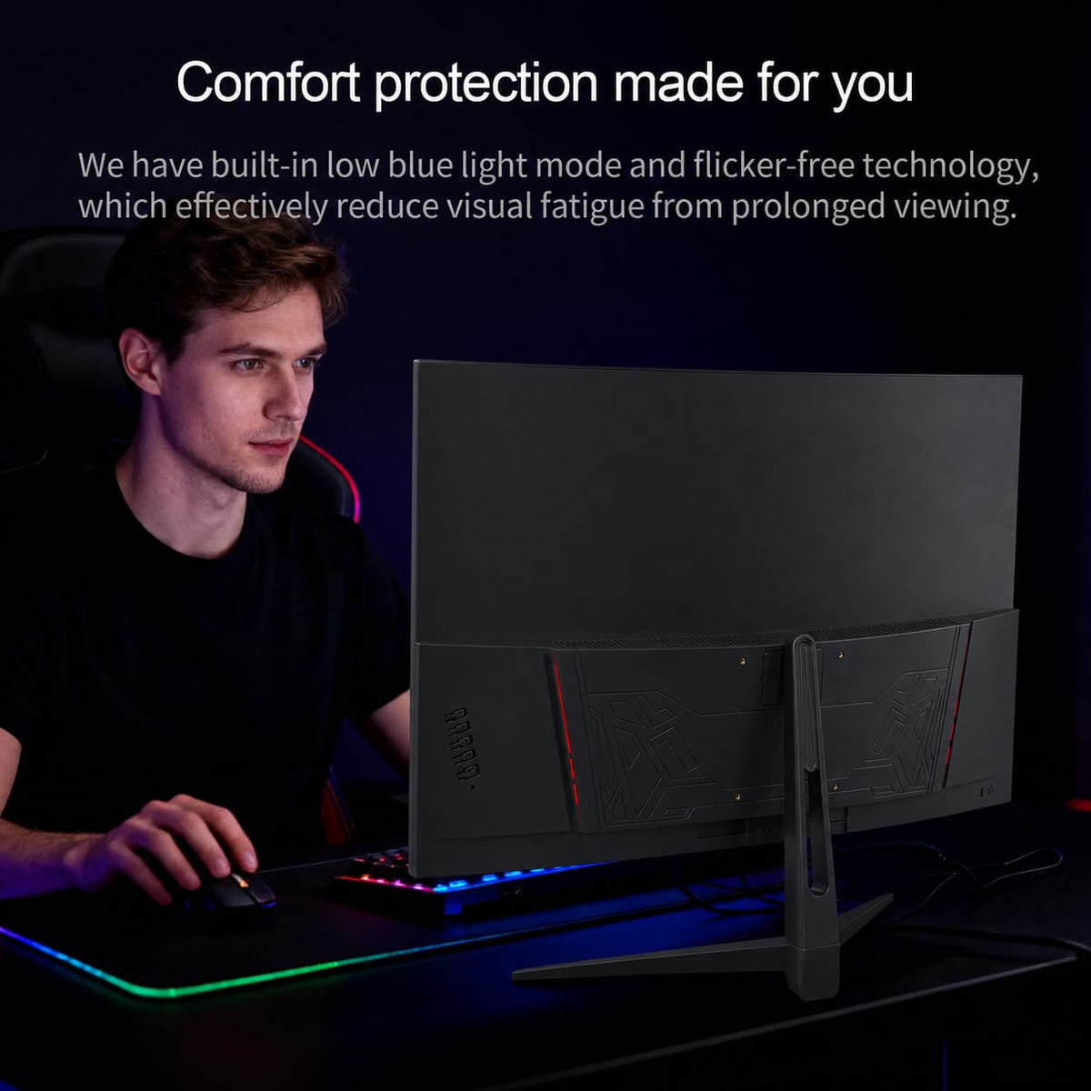 Reletech 27" Monitors Curved Gaming Monitor 2K QHD 180Hz 1ms Response DEMO