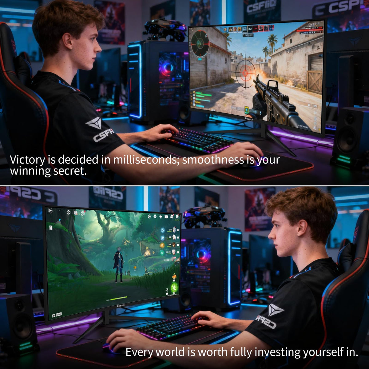 Reletech 27" Monitors Curved Gaming Monitor 2K QHD 180Hz 1ms Response DEMO