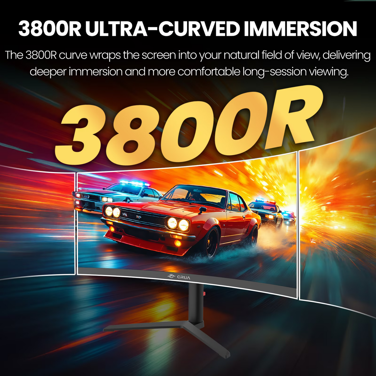 CRUA 34 Monitors Inch Ultrawide Gaming Monitor 3440x1440 165Hz Black DEMO