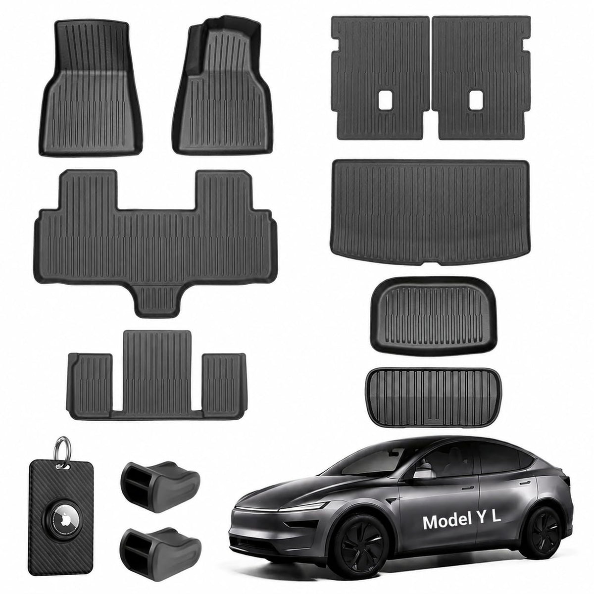 IXTRA 9Pcs Black Floor Mats for Tesla Model Y 6-Seater DEMO
