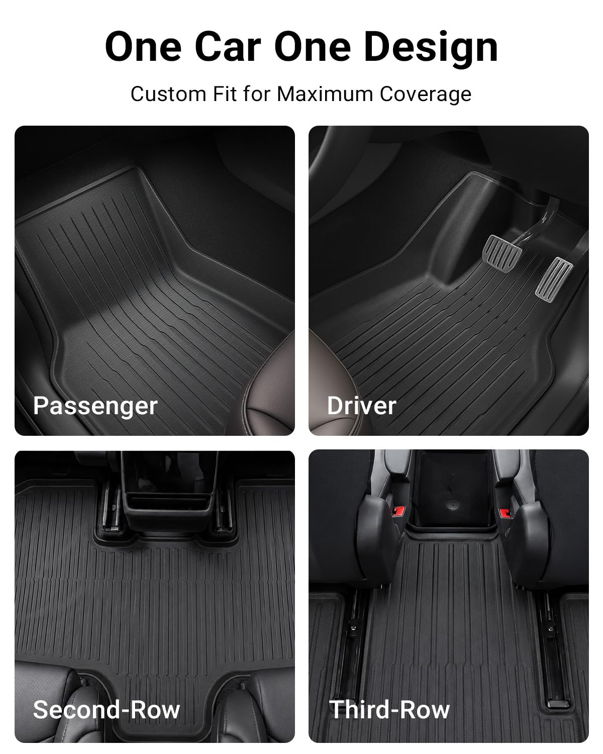 IXTRA 9Pcs Black Floor Mats for Tesla Model Y 6-Seater DEMO