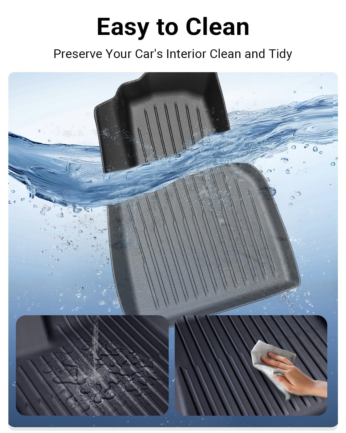 IXTRA 9Pcs Black Floor Mats for Tesla Model Y 6-Seater DEMO