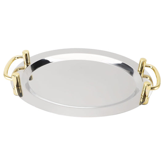 Elegant Stainless Serving Trays Steel Serving Tray Oblong Shape Silver NEW