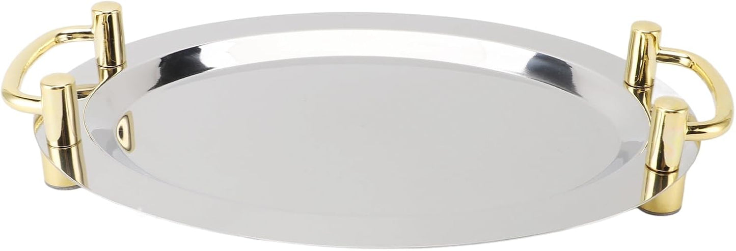 Elegant Stainless Serving Trays Steel Serving Tray Oblong Shape Silver NEW