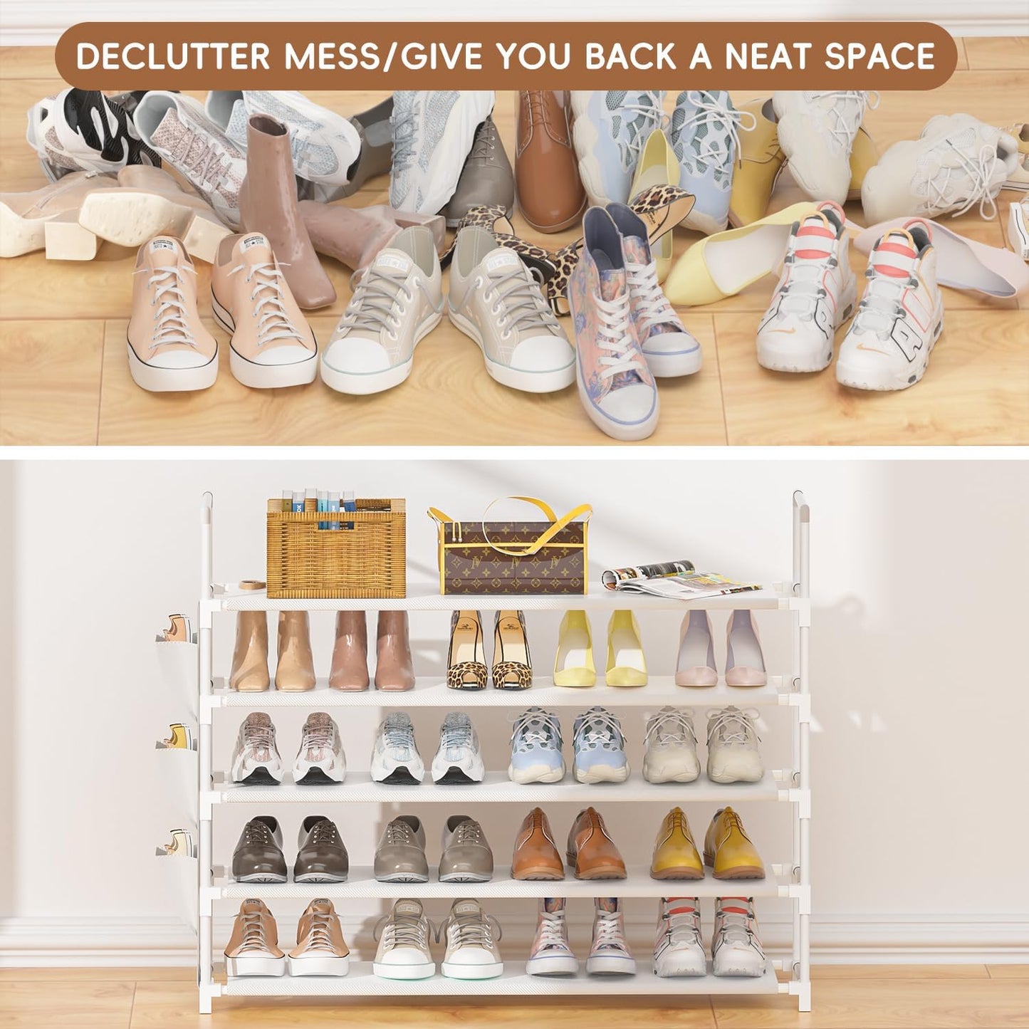 OYREL 5 Shoe Racks Tier Shoe Organizer Rack Storage for 20-25 Pairs of NEW