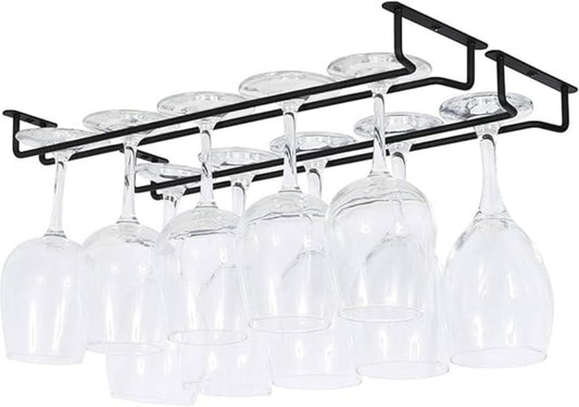 15-Inch Kitchen Storage Accessories Black Wine Glass Rack Under Cabinet NEW