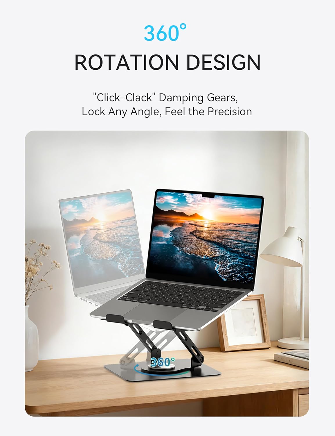 Laptop Stands 360° Rotating Base Ergonomic Computer Riser Support 10-15.6 NEW