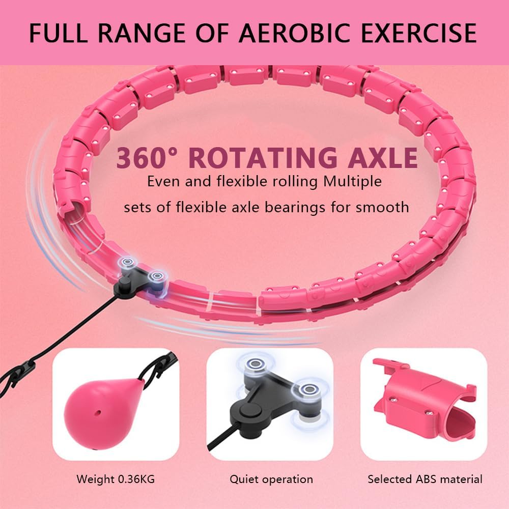 Adjustable Fitness Hoops Weighted Hula Hoop for Adults 2-in-1 Pink DEMO