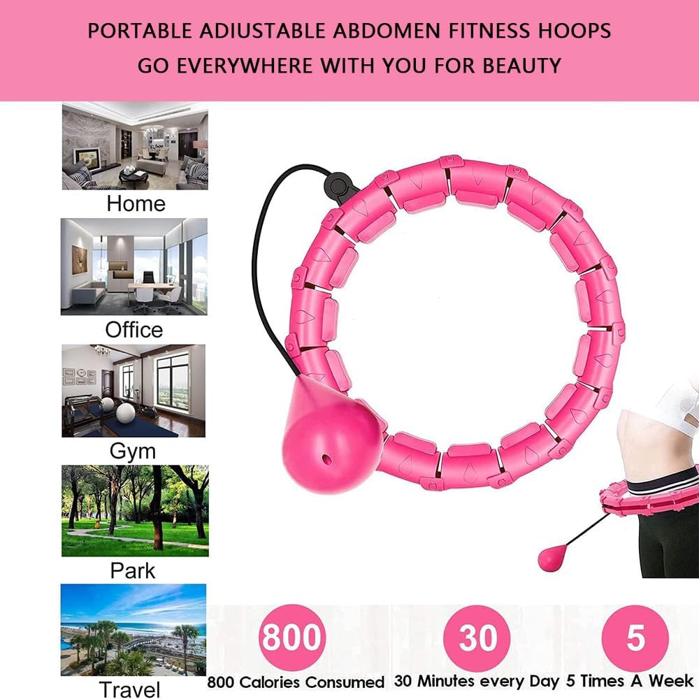 Adjustable Fitness Hoops Weighted Hula Hoop for Adults 2-in-1 Pink DEMO