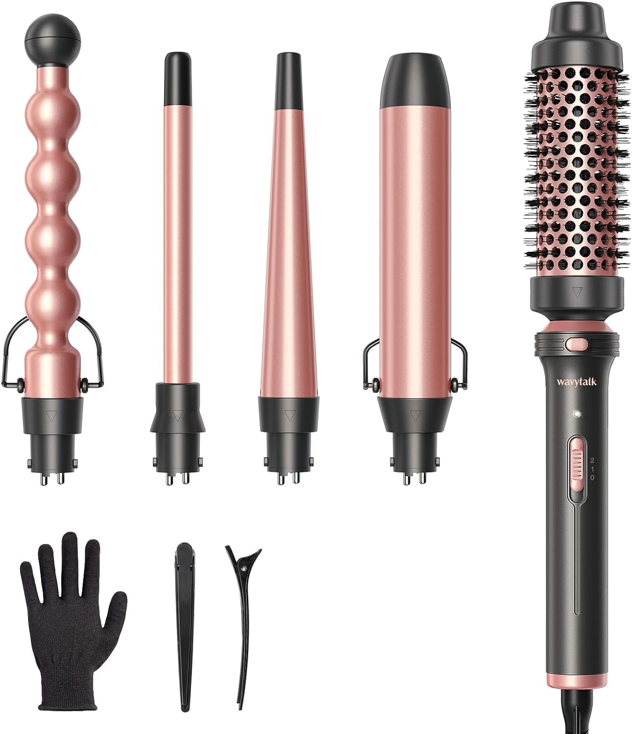 wavytalk 5-in-1 Curling Wand Set Hair Styling Tools Rose Gold Size 13-35mm DEMO