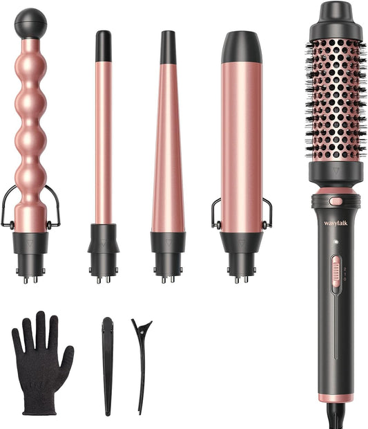 wavytalk 5-in-1 Curling Wand Set Hair Styling Tools Rose Gold Size 13-35mm DEMO