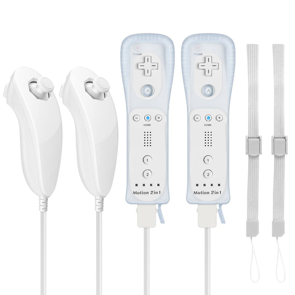 2-in-1 Wii/Wii U Remote Controller Gamepad White Controllers & Gamepads 2pk NEW