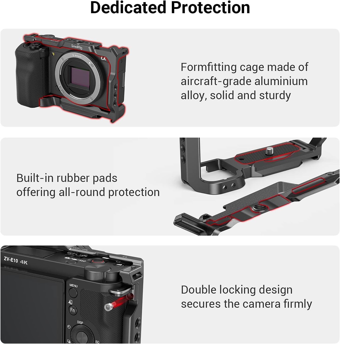 SMALLRIG ZV-E10 Camera Cage Mount with Grip and Built-in Quick Release DEMO