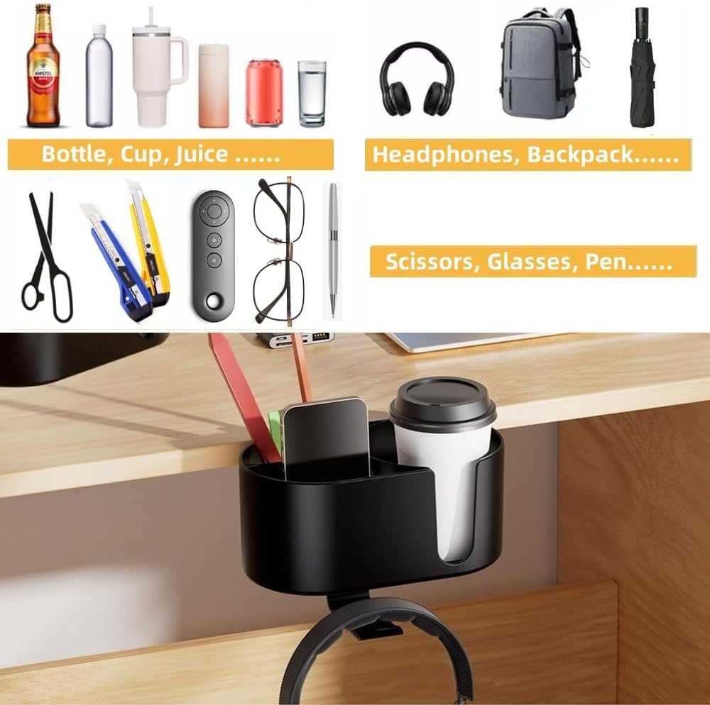 White Desk Desk Accessories Organizer with Cup Holder, Headphone Hanger & NEW