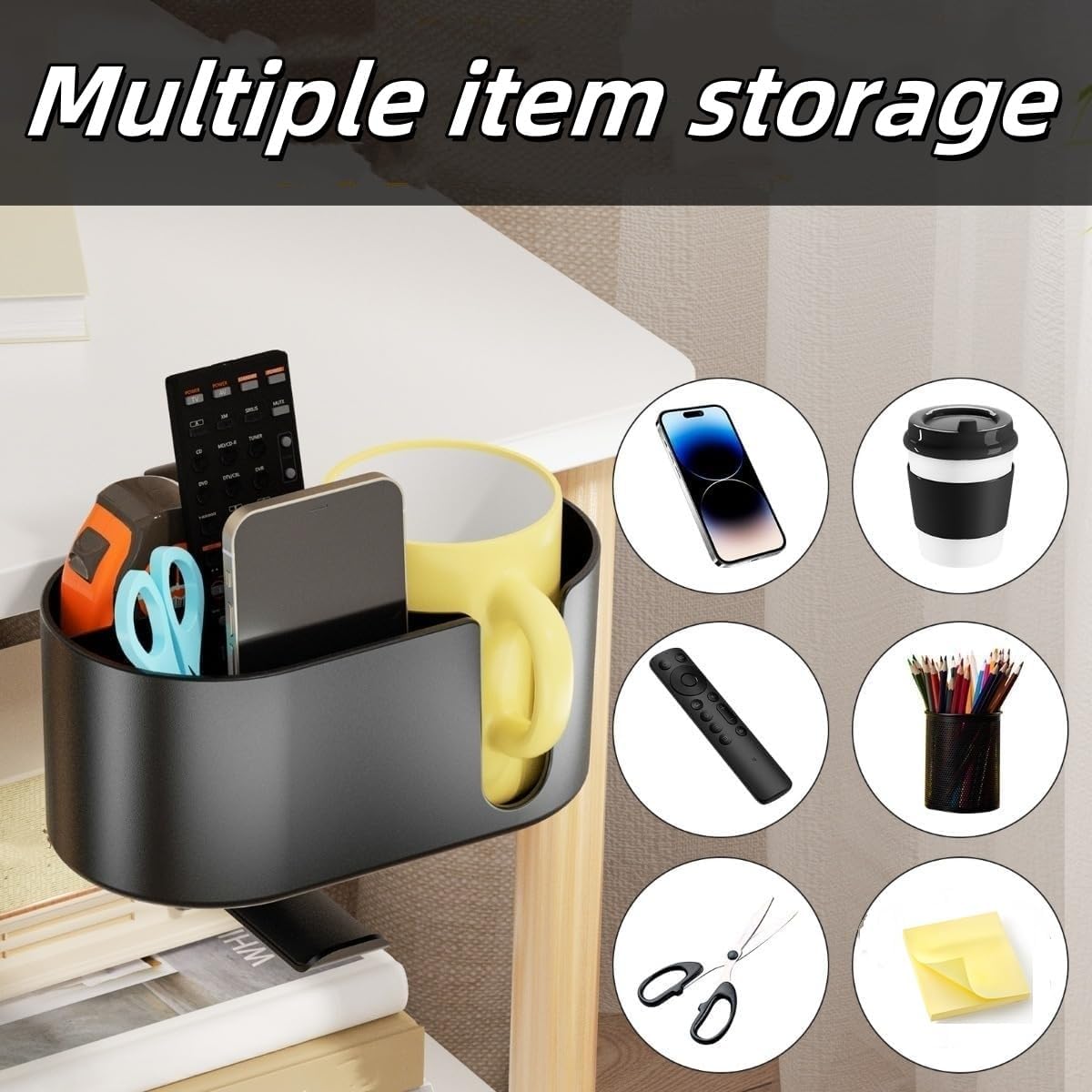 White Desk Desk Accessories Organizer with Cup Holder, Headphone Hanger & NEW
