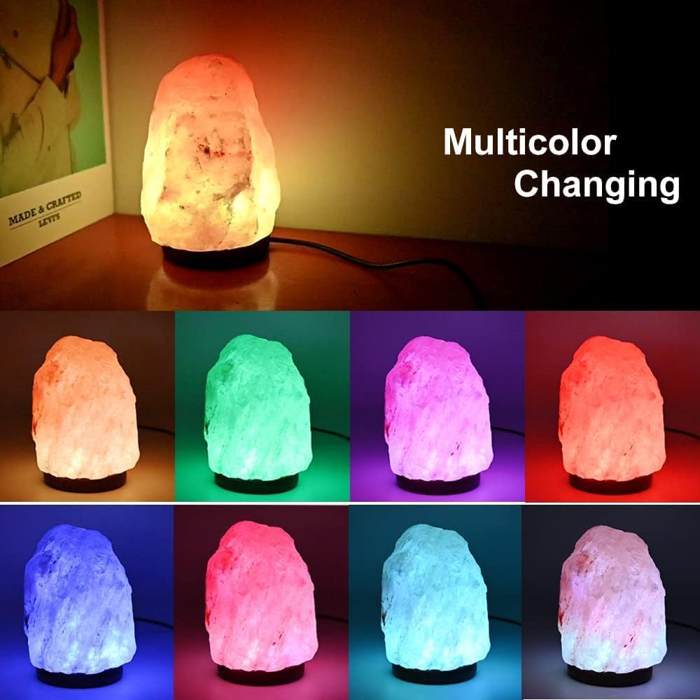 Elegant 7-Color Table Lamps Changing Natural Pink Salt Rock Table Lamp for NEW