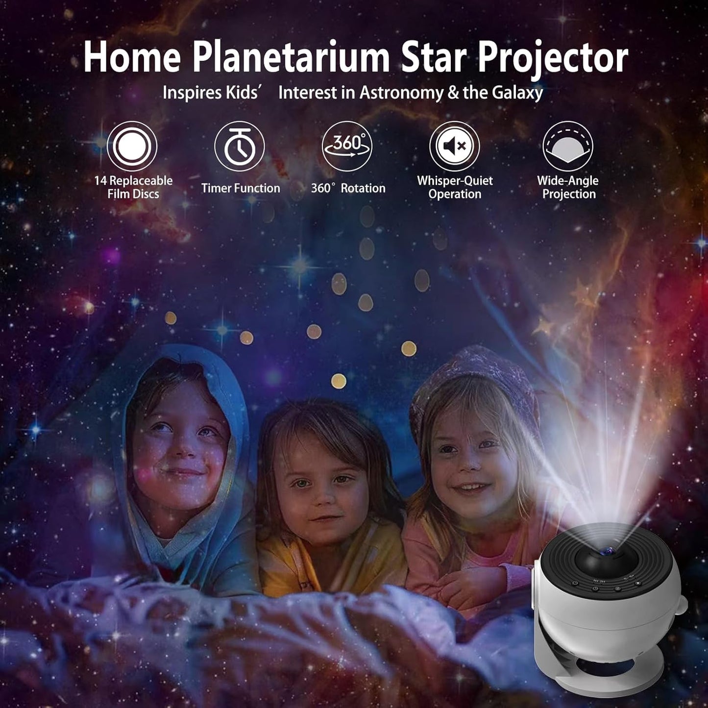 LED Space Projector Lamp Home Planetarium Night Lights White NEW