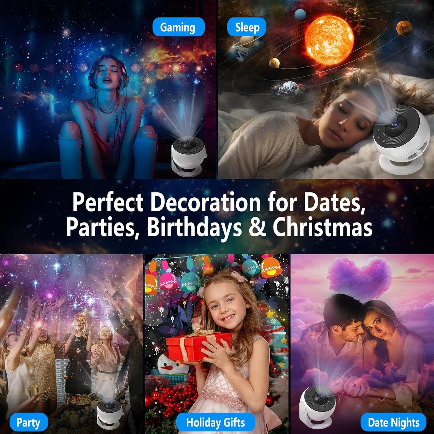 LED Space Projector Lamp Home Planetarium Night Lights White NEW