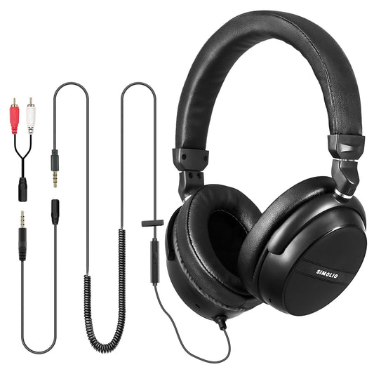 SIMOLIO Long Cord Over-Ear Headphones with Volume Control and Mic 21.6FT NEW