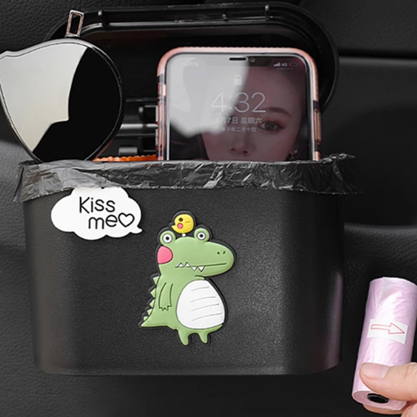 Car Accessories Trash Rubbish Dust Bin Holder Box Case Black 15.5x14x6.5cm NEW