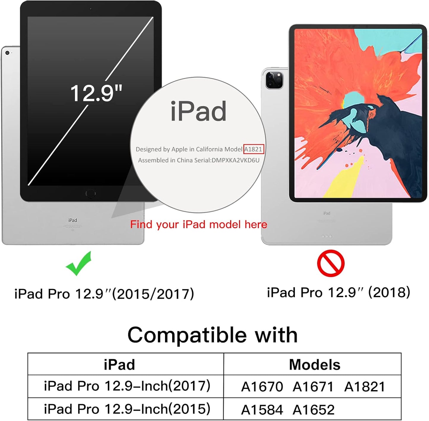 JETech iPad Tablet Cases Pro 12.9" Tablet Case with Pencil Holder, Red NEW