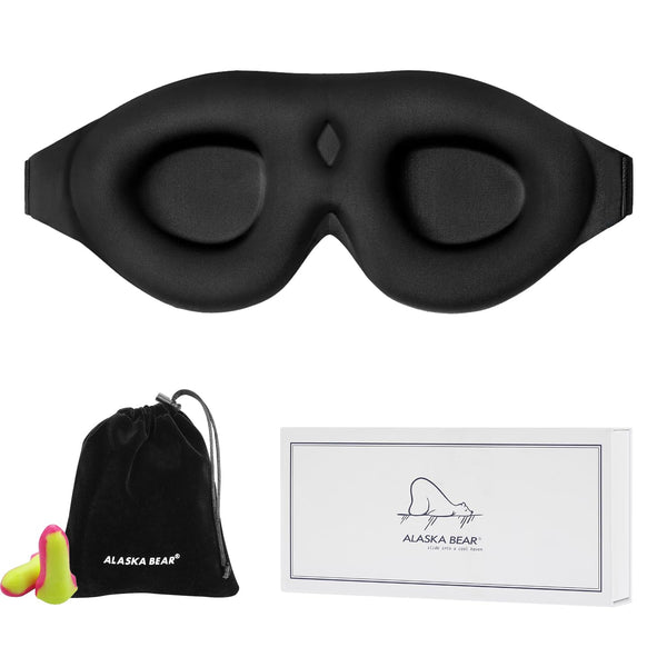ALASKA BEAR Sleep Masks with Molded Eye Cups Nose-contoured 3D Black One NEW