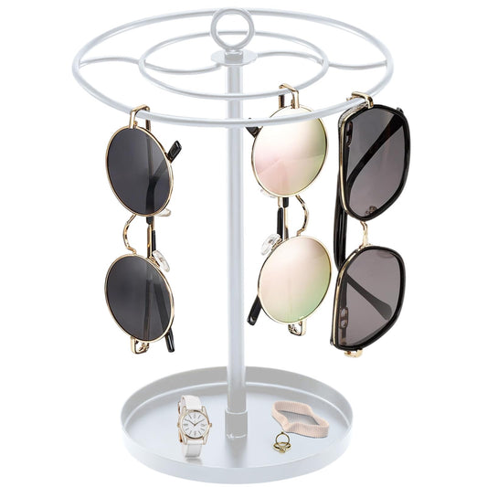 Large Capacity Metal Frame Sunglasses Organizer White 17x20.5x16cm NEW