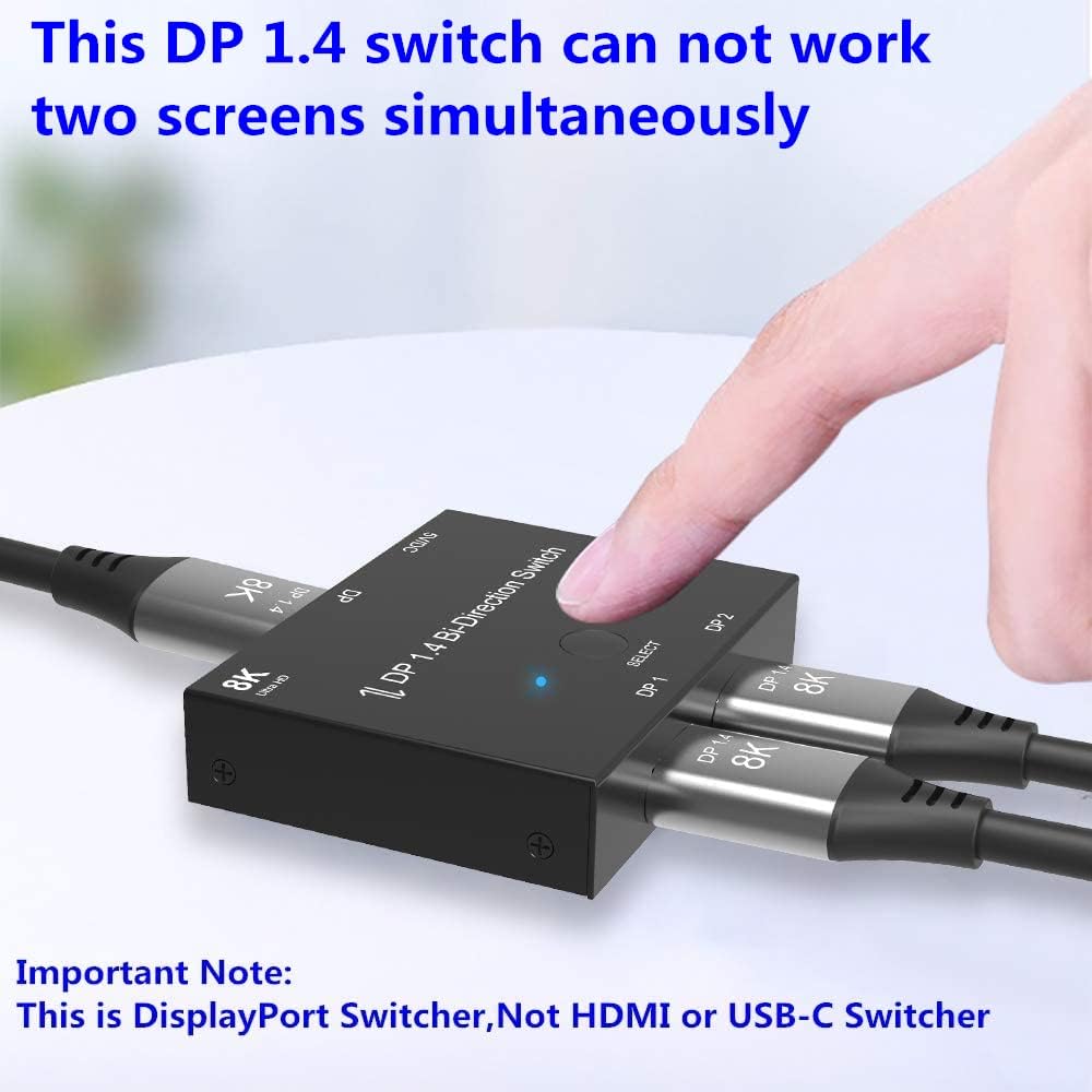 DisplayPort 8K DP 1.4 Bi-Directional Splitter Switch Selector Converter Box NEW