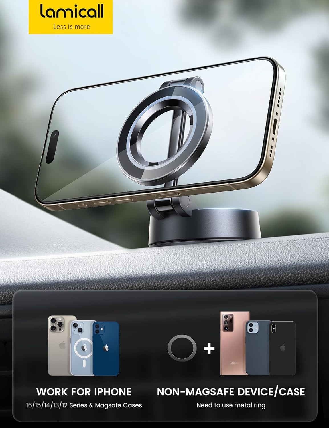 Lamicall Powerful Phone Cradles Magnetic Phone Cradle Holder 70LBS Suction NEW