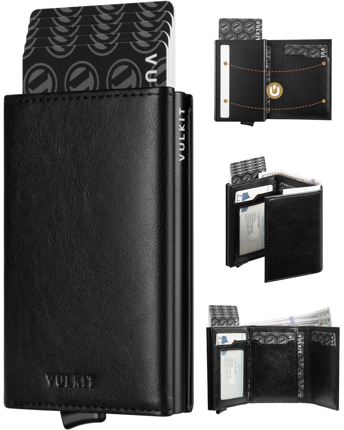 VULKIT Mens Wallets RFID Blocking Leather Smart Credit Card 11x8x2cm NEW
