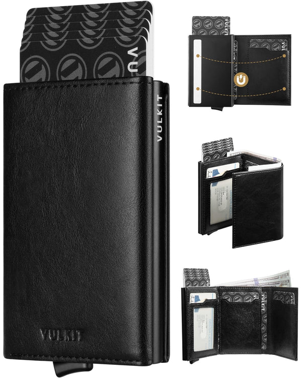 VULKIT Mens Wallets RFID Blocking Leather Smart Credit Card 11x8x2cm NEW