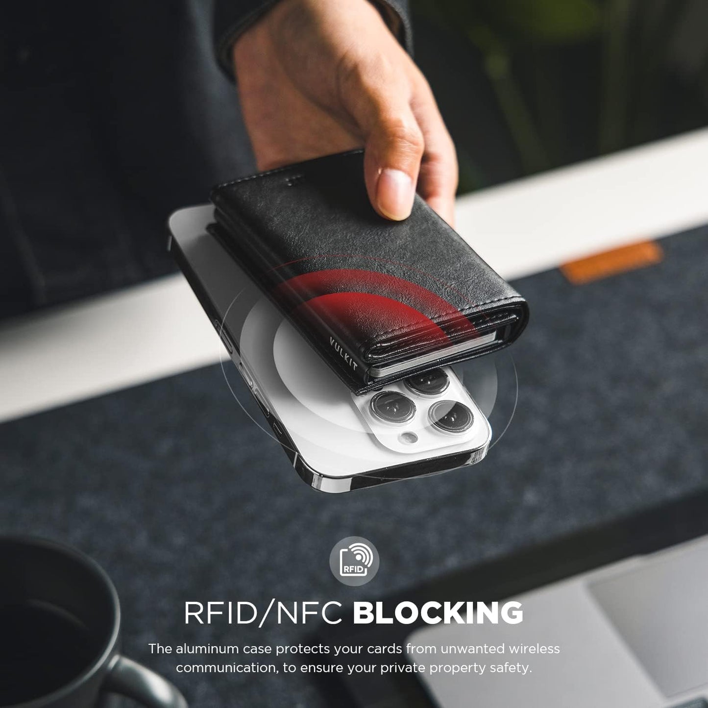 VULKIT Mens Wallets RFID Blocking Leather Smart Credit Card 11x8x2cm NEW