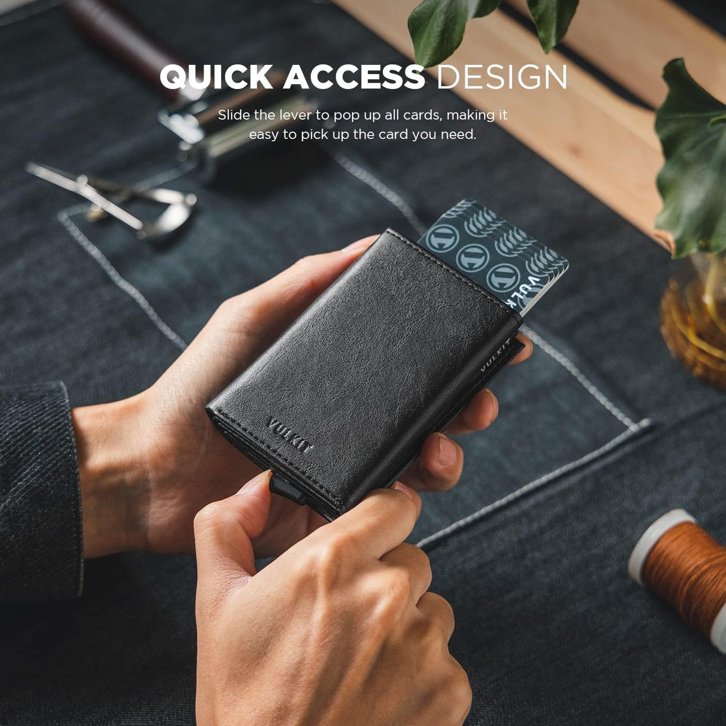 VULKIT Mens Wallets RFID Blocking Leather Smart Credit Card 11x8x2cm NEW